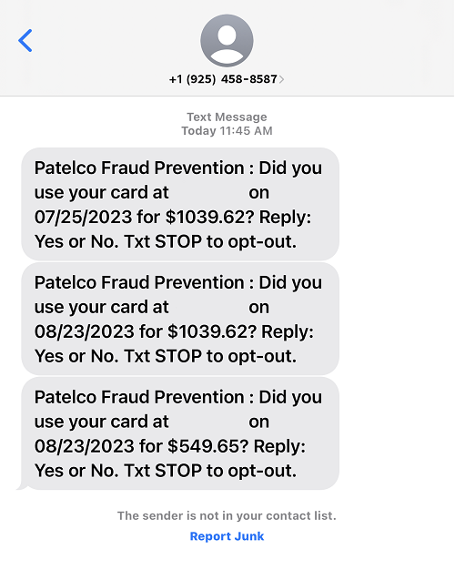 Patelco Credit Union's mobile app showing the account view