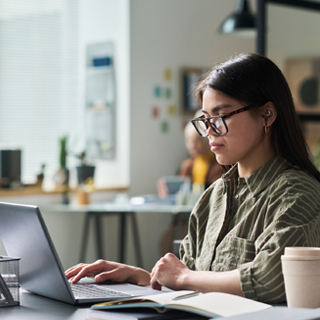 person looking at laptop