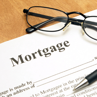 stock image of paperwork that says MORTGAGE